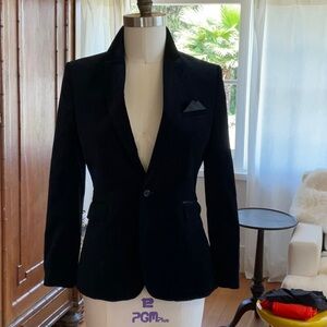 Navy Blue 100% Cotton Velvet Blazer with Pocket Square